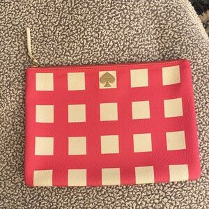 Kate Spade pink and white Square Pattern Clutch